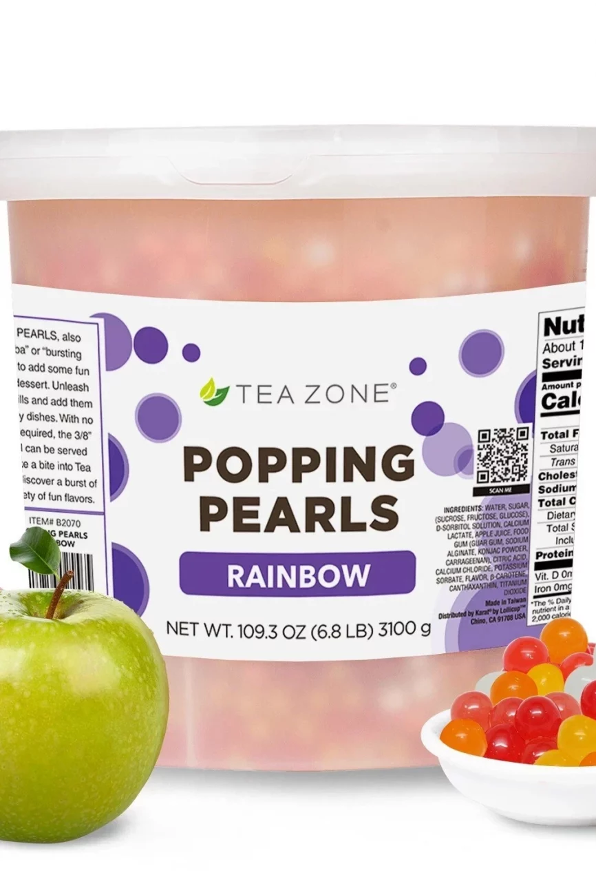 Tea Zone Rainbow Popping Pearls/Popping Boba/Bursting Boba(6.8 lbs) for Boba Tea