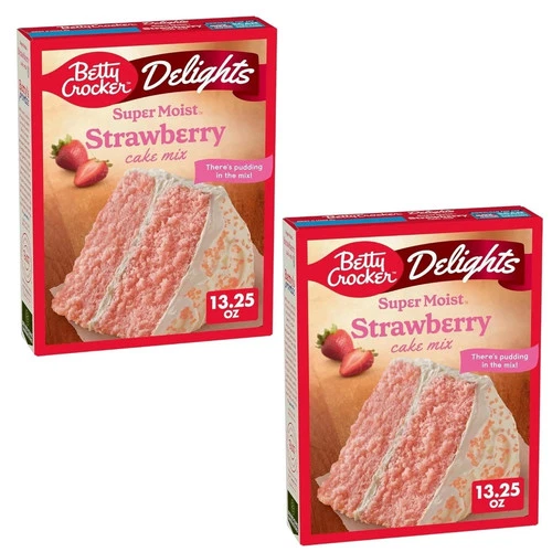 ( 2 Pack ) Betty Crocker Delights Super Moist Strawberry Cake Mix 13.25 Oz