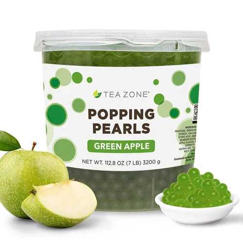 Tea Zone Green Apple Popping Pearls/Popping Boba (B2060, 7 lbs) for Boba Tea